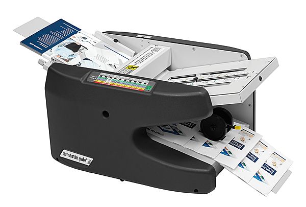 Martin Yale 1812 model Premier 1812 Variable Speed AutoFolder, Handles paper weight from 18 lb. bond to 90 lb. index, Variable speed makes fold jobs run quickly and smoothly without having to adjust for different paper weights, Folds sheet sizes from 2.5